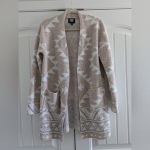 Frye Women's Tan and White Geometric Cardigan